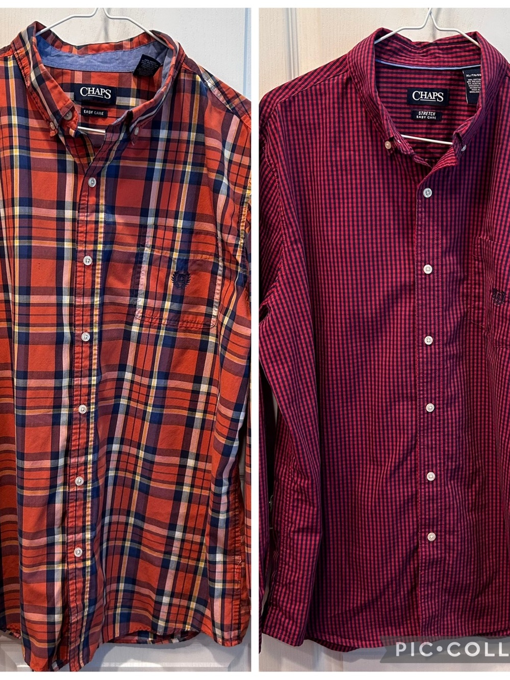Lot Of 2 Chaps Men’s Long Sleeve Button Up Dress Shirts Size XL Red & Orange